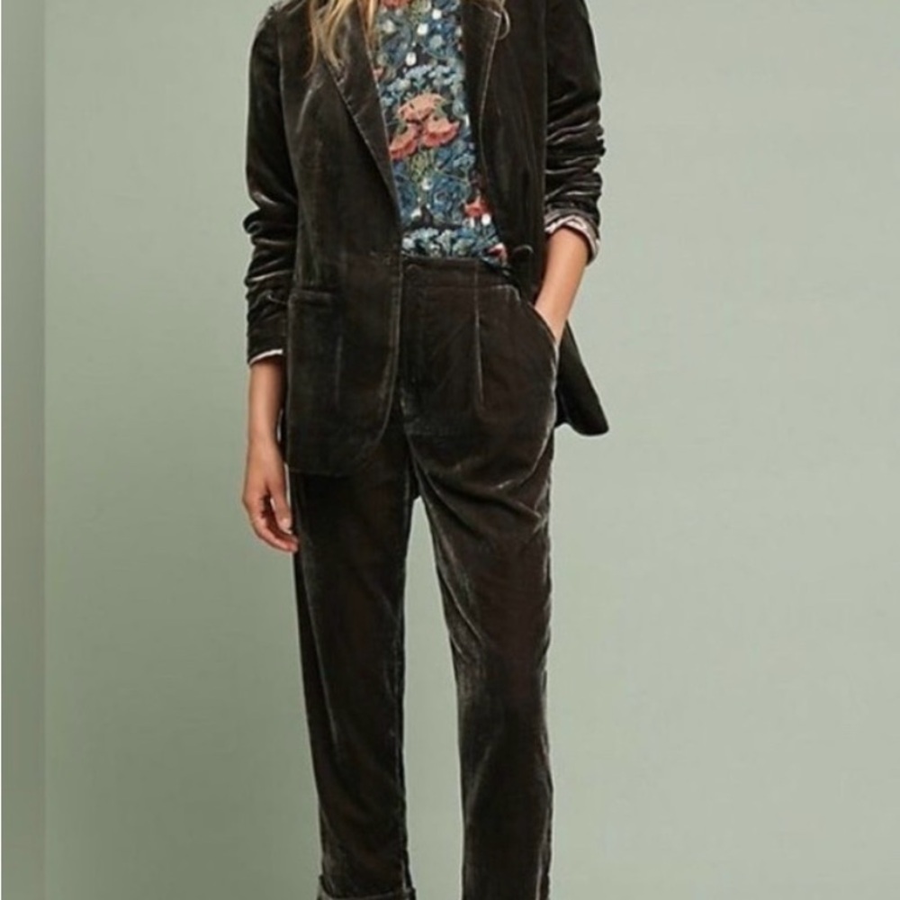 Anthropologie Velvet Blazer in Dark Brown